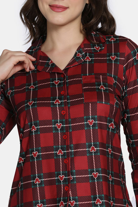 Zivame Mickey Mania Knit Poly Pyjama Set - Rio Red — image 5